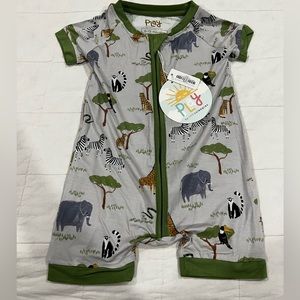 Little Sleepies NWT Safari Friends Shorty Romper 6-12mo